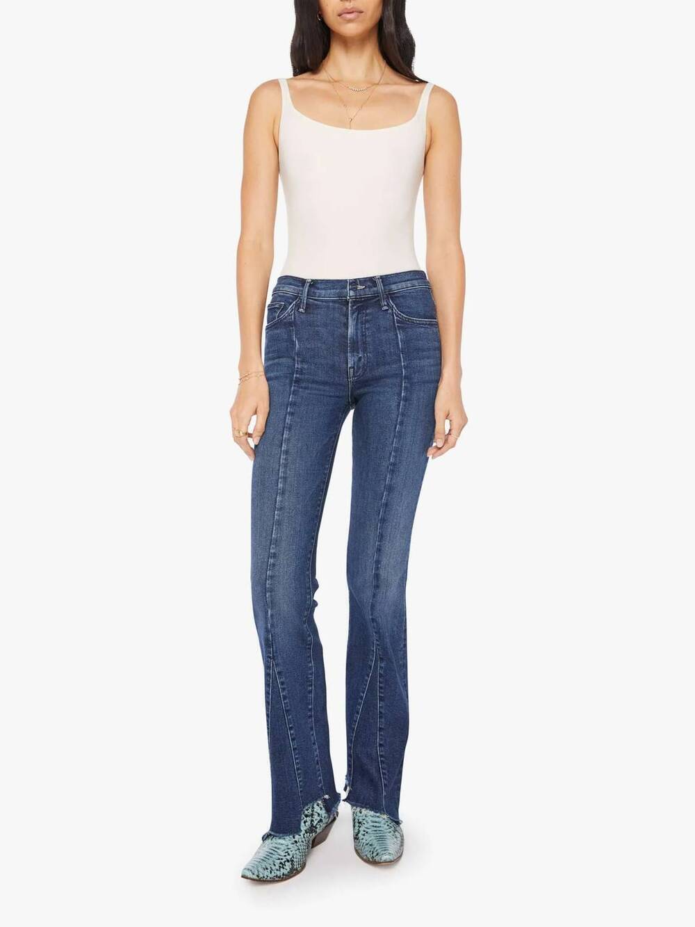 NEW MOTHER insider skimp pointy fray jeans in you're a riot